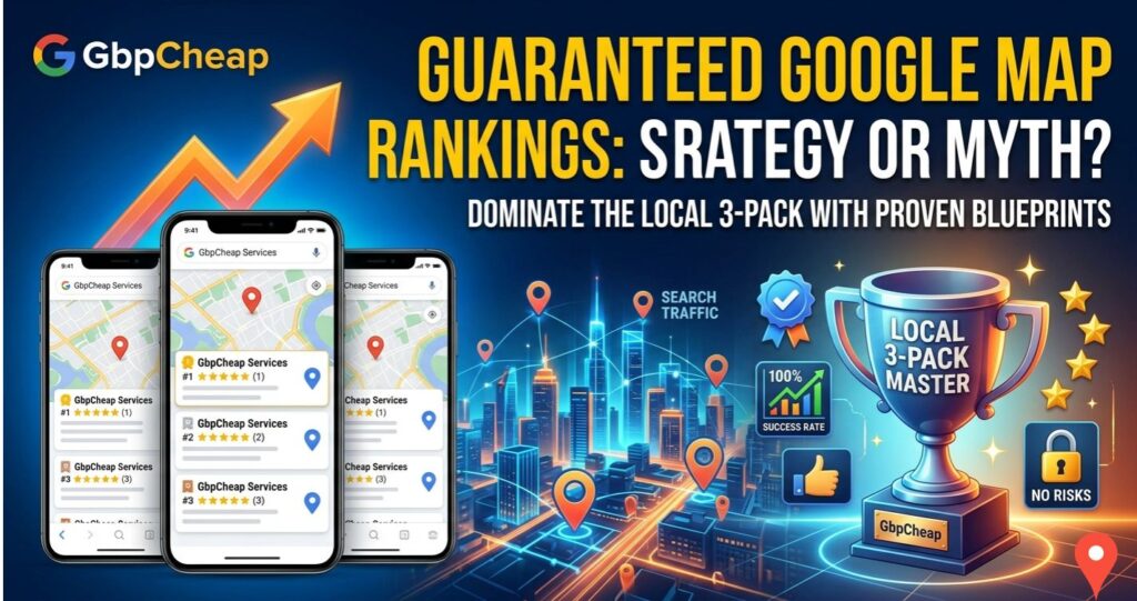 Guaranteed Google Map rankings strategy or myth analysis with local 3-pack blueprint by GbpCheap