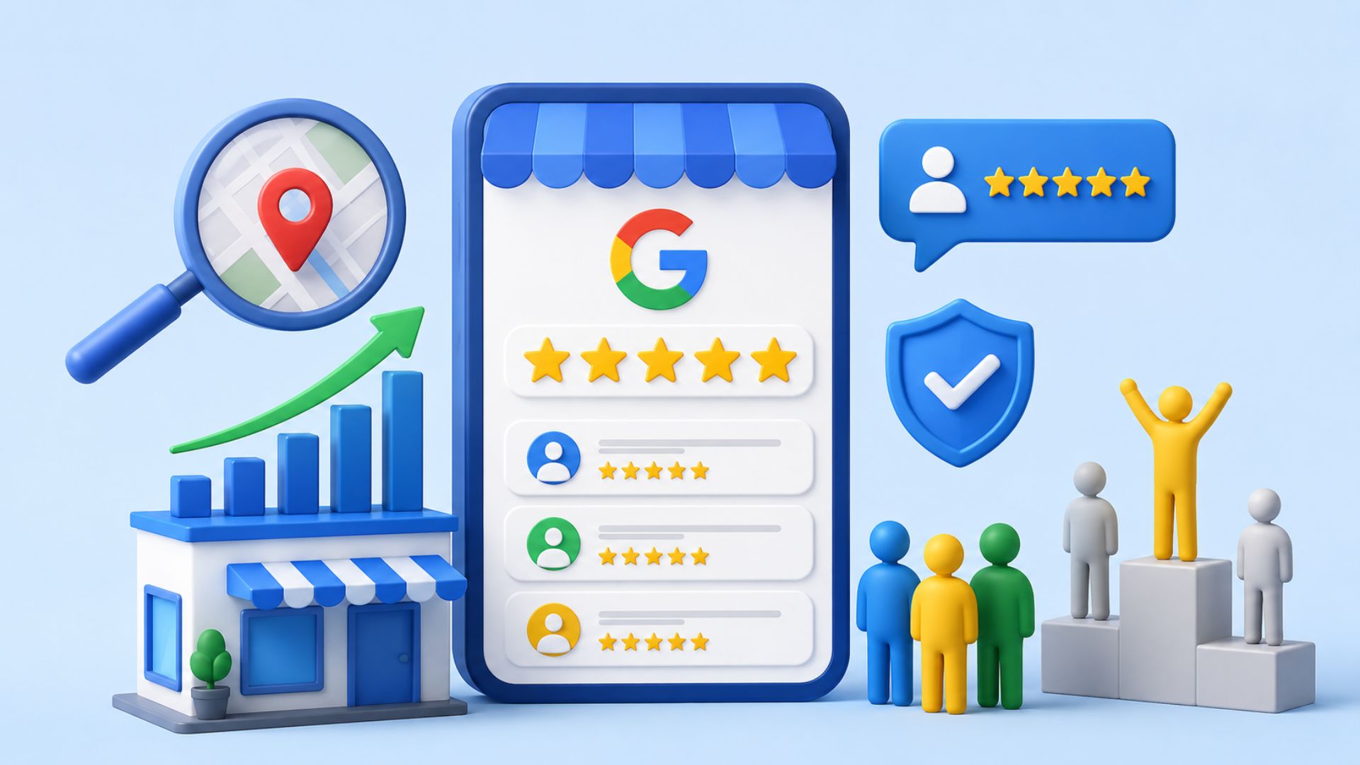 Google reviews helping businesses increase visibility, credibility, and customer engagement.