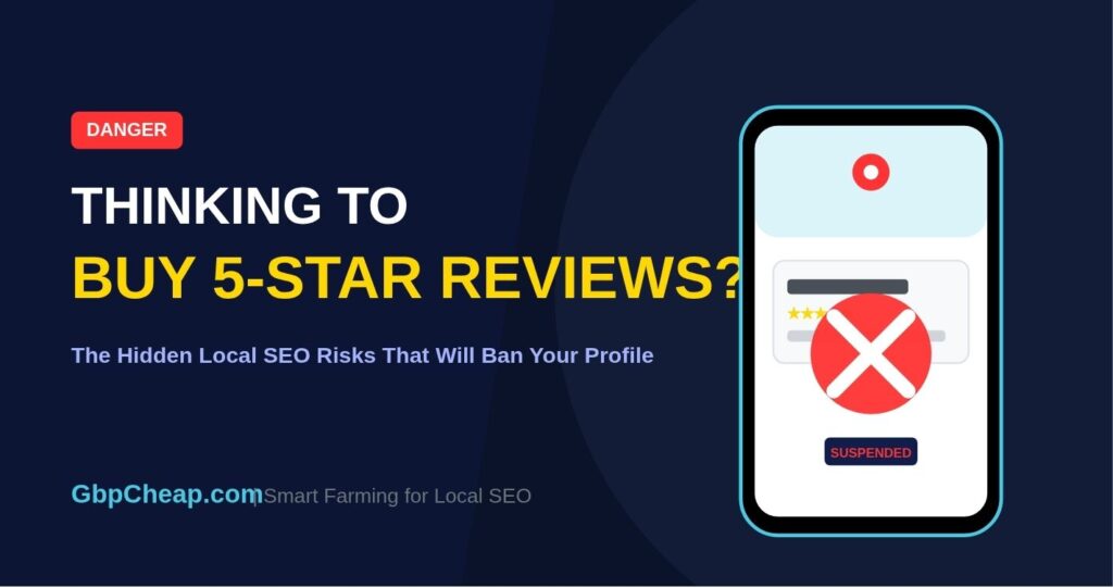 Why You Shouldn't Buy 5-Star Reviews: The Ultimate Guide to Google Business Profile Longevity and Local SEO Success 2 A Google Business Profile suspended on a smartphone with a red warning cross over 5-star reviews, showcasing the risks of buying fake reviews.